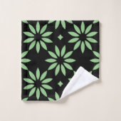 Salie en zwart Groen Grote Bloemen Bad Handdoek (Wasdoekje)