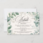 Salie Eucalyptus Baby's Breath Trouwdetails Kaart (Voorkant)