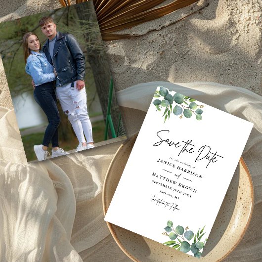 Salie Eucalyptus Bos Foto Bruiloft Save The Date