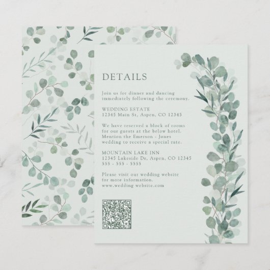 Salie Eucalyptus Details Informatiekaartje (Voorkant / Achterkant)