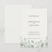 Salie Eucalyptus Save The Date Kaart (Voorkant / Achterkant)