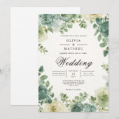 Salie Floral Romantiek Trouwen Kaart (Voorkant / Achterkant)