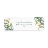 Salie gebladerte en gouden bruiloft retour adres etiket (Voorkant)
