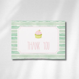 Salie gestreepte Cupcake Matcha Vintage Baby Showe Bedankkaart