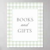 Salie Gingham Baby Shower Boeken en Cadeaus Bord Poster (Voorkant)