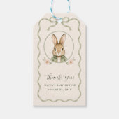 Salie Gingham Konijn Baby Shower Cadeaulabel (Voorkant)