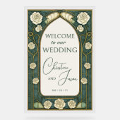 Salie Glas-in-lood Bloem Bruiloft Welkom  Acryl Bord (Voorkant)