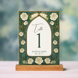 Salie Glas in lood Bloemen Trouwtafel Nummer Acryl Bord