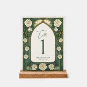 Salie Glas in lood Bloemen Trouwtafel Nummer Acryl Bord (Voorkant)