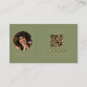 Salie/Goud Minimalistische QR Code Professionele F Visitekaartje (Achterkant)