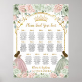 Salie Green Blush Bloemen Quinceanera Zitplaatskaa Poster (Voorkant)
