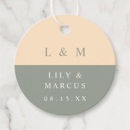 Salie Green Cream Monogram Minimalistische bruilof Bedankjes Labels