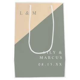 Salie Green en Crème Mongoram Minimalistische brui Medium Cadeauzakje