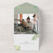 Salie Green Eucalyptus Botanische bruiloft All In One Uitnodiging (Buitenkant)