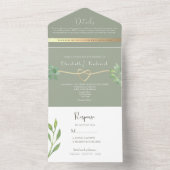 Salie Green Eucalyptus Botanische bruiloft All In One Uitnodiging (Binnen)