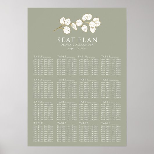 Salie Green Gold Eucalyptus verlaat de Seating Cha Poster (Voorkant)