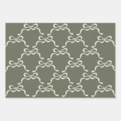 Salie Greens & Cream Ribbons Bogen Inpakpapier Vel (Voorkant 3)