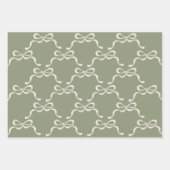 Salie Greens & Cream Ribbons Bogen Inpakpapier Vel (Voorkant 2)