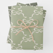Salie Greens & Cream Ribbons Bogen Inpakpapier Vel (In situ)