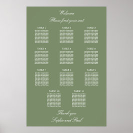 Salie Groen 11 Tafel Trouwstoelindeling Poster