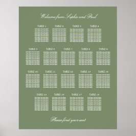Salie Groen 18 Tafel Trouwstoelindeling Poster