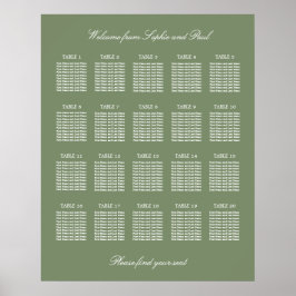 Salie Groen 20 Tafel Trouwstoelindeling Poster