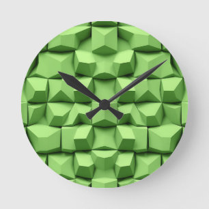 Salie Groen 3D Geometrisch Kubuspatroon Ronde Klok
