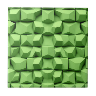 Salie Groen 3D Geometrisch Kubuspatroon Tegeltje