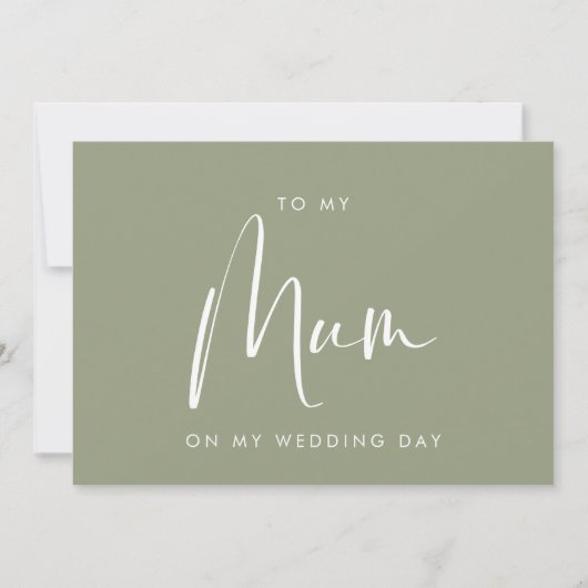 Salie groen Aan mijn moeder op mijn trouwdag kaart (Voorkant)