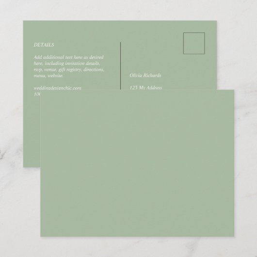 Salie Groen Aangepast Merk Briefkaart (Voorkant / Achterkant)