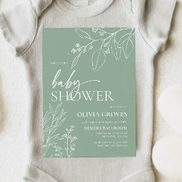 Salie Groen Baby shower Bloemen Kaart