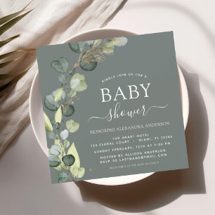 Salie Groen Baby shower Groen Eucalyptus Kaart