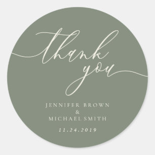Salie Groen Beige concept Details Handtekening tek Ronde Sticker