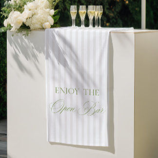 Salie Groen & Beige Streep Trouwfeest Open Bar Spa Spandoek