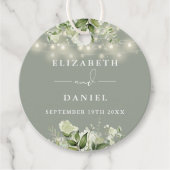 Salie Groen Bloem Slingerlichten Bedankt Bruiloft Bedankjes Labels (Voorkant)
