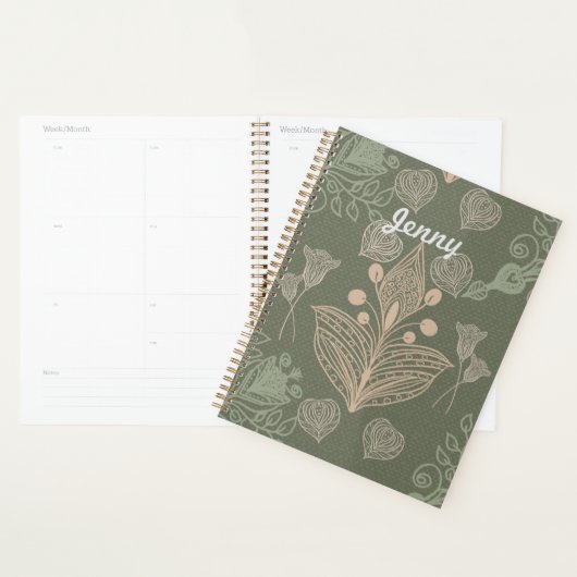  Salie Groen Bloemen Gepersonaliseerd Notitieboek (Display)