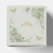 Salie Groen Bloemen Gouden Vlinders Quince XV Mini Bedankdoosjes (Bovenkant)