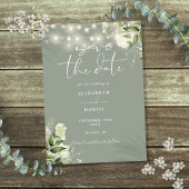 Salie Groen Bloemen Groen String Lights Bruiloft Save The Date