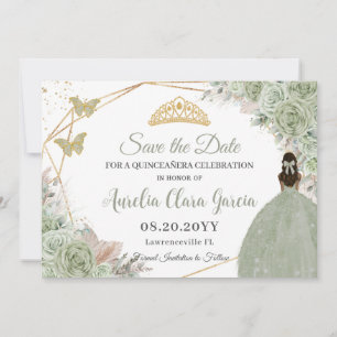 Salie Groen Bloemen Pampas Gras Quinceanera Goud Save The Date
