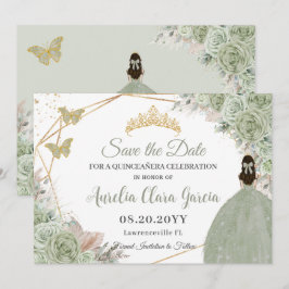 Salie Groen Bloemen Pampas Gras Quinceanera Goud Save The Date
