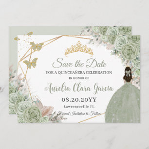 Salie Groen Bloemen Pampas Gras Quinceanera Goud Save The Date