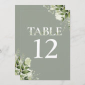 Salie Groen Bloemen Typografie Tabel Nummer (Voorkant / Achterkant)