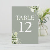 Salie Groen Bloemen Typografie Tabel Nummer (Staand voorkant)