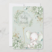 Salie Groen Bloemenolifant Neutraal Baby shower Kaart (Achterkant)