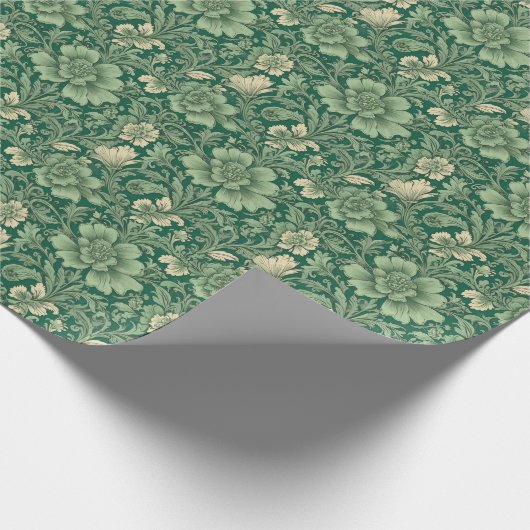 Salie Groen bloemmotief Cadeaupapier (Hoek)