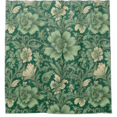 Salie Groen  bloemmotief Douchegordijn (Voorkant)