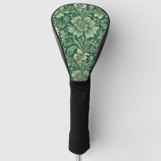 Salie Groen bloemmotief Golfheadcover (Voorkant)