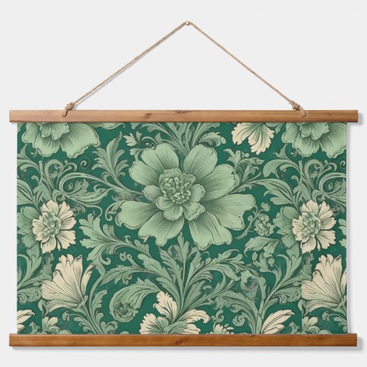 Salie Groen  bloemmotief Hangend Wandkleed (Voorkant)