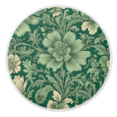 Salie Groen  bloemmotief Keramische Knop (Voorkant)