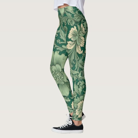 Salie Groen bloemmotief Leggings (Links)